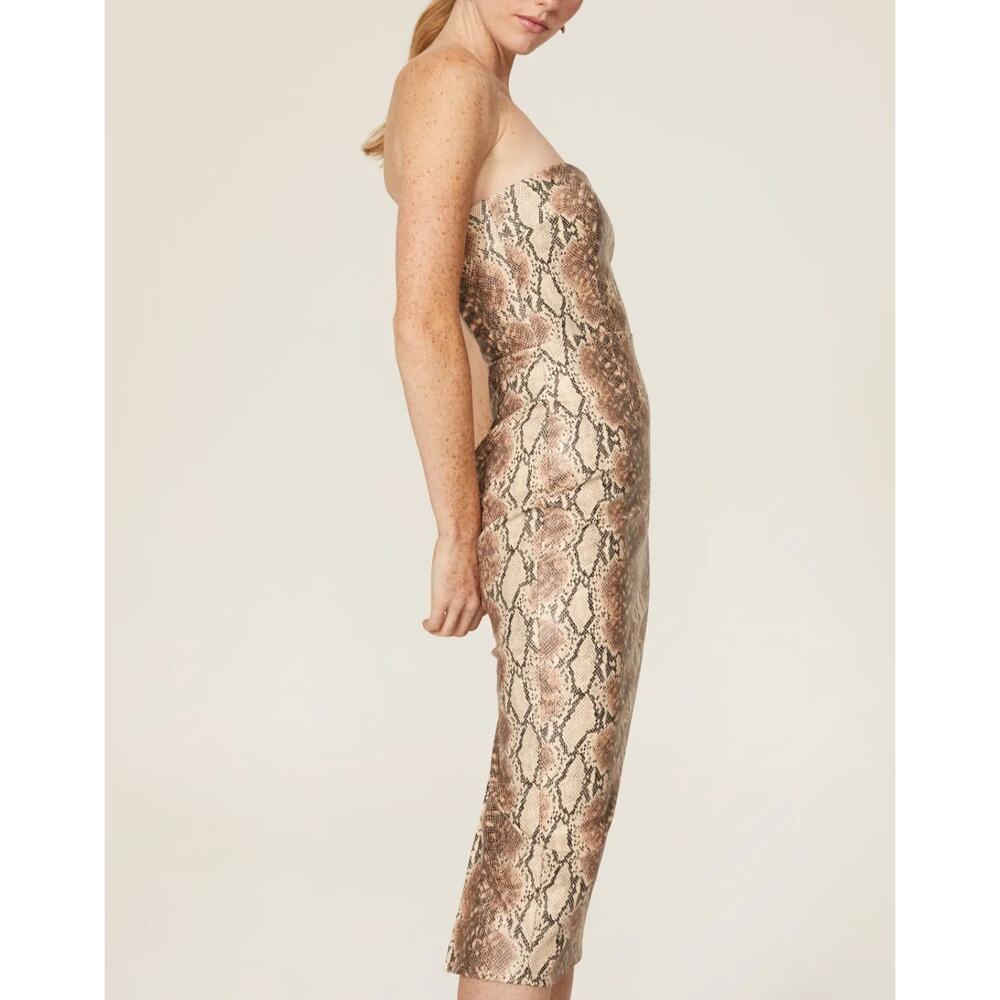 Katie May Python Faux Leather Strapless Midi Dres… - image 4